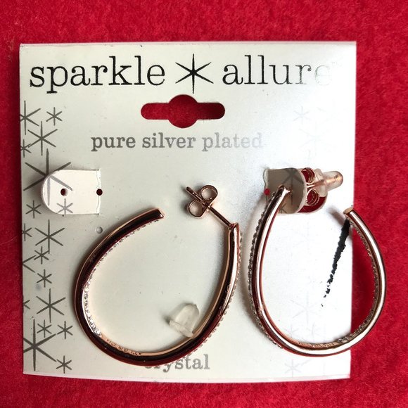 Sparkle Allure Crystal Silver plated Hoop Earrings - Picture 8 of 8